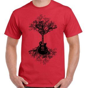 Electric Guitar T-Shirt Tree Mens Funny Acoustic Bass Rock Music Band Strings